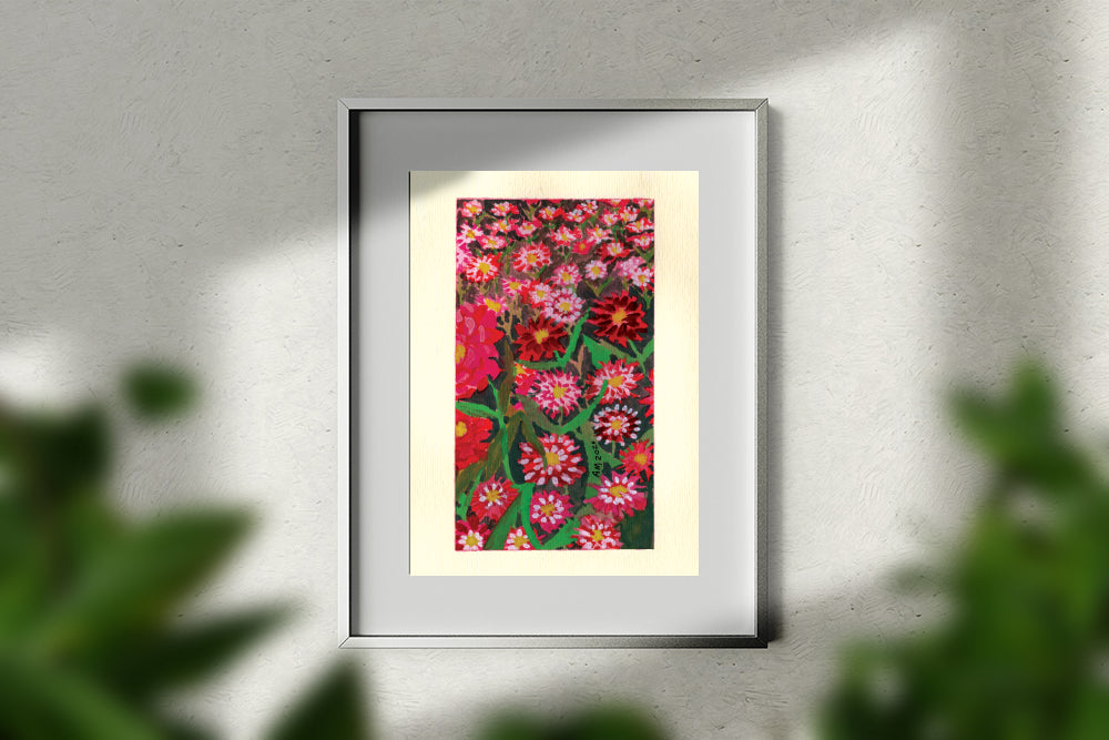 Zinnias, an Original Art Print