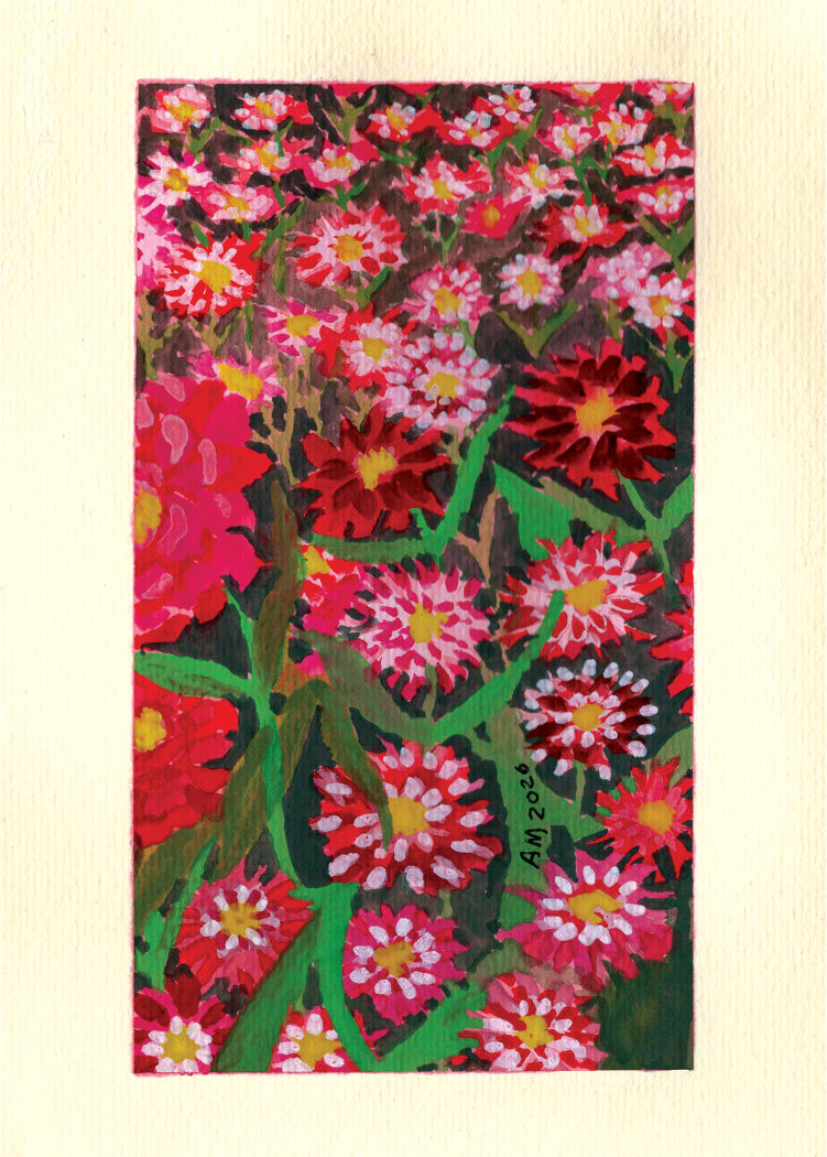Zinnias, an Original Art Print